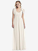 Front View Thumbnail - Ivory Empire Waist Shirred Skirt Convertible Sash Tie Maxi Dress