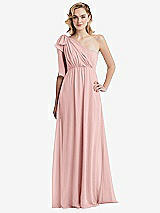 Alt View 3 Thumbnail - Rose Empire Waist Shirred Skirt Convertible Sash Tie Maxi Dress