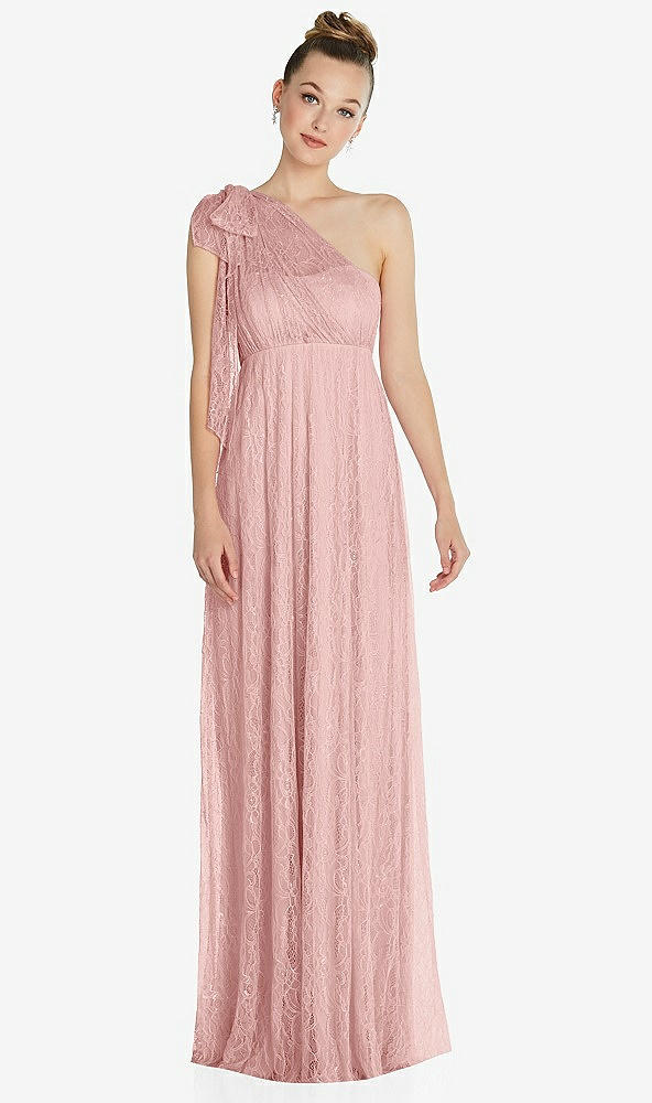 Front View - Rose Empire Waist Convertible Sash Tie Lace Maxi Dress