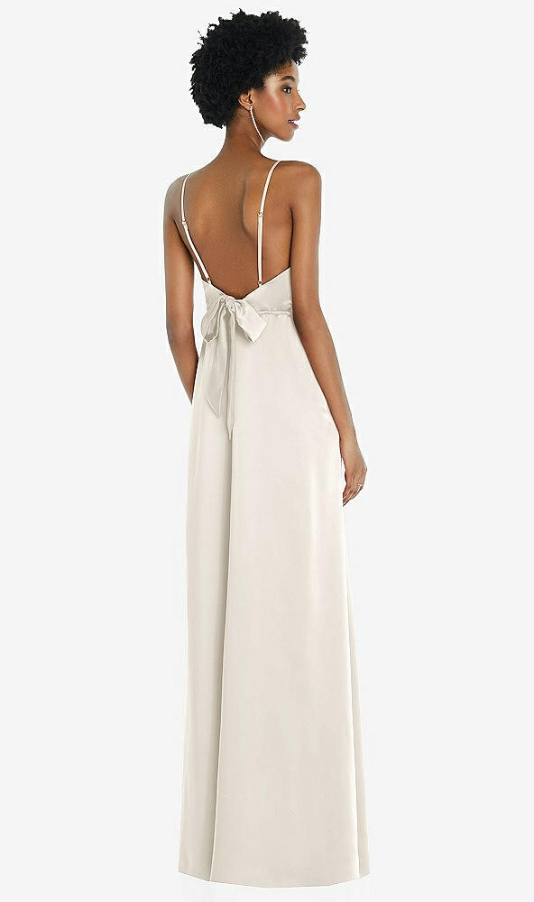 Front View - Ivory High-Neck Low Tie-Back Maxi Dress with Adjustable Straps