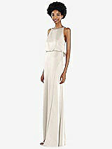 Side View Thumbnail - Ivory High-Neck Low Tie-Back Maxi Dress with Adjustable Straps