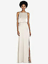 Rear View Thumbnail - Ivory High-Neck Low Tie-Back Maxi Dress with Adjustable Straps