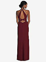 Front View Thumbnail - Cabernet Halter Criss Cross Cutout Back Maxi Dress