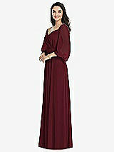 Front View Thumbnail - Cabernet Off-the-Shoulder Puff Sleeve Maxi Dress with Front Slit