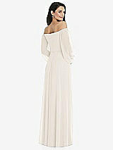 Rear View Thumbnail - Ivory Off-the-Shoulder Puff Sleeve Maxi Dress with Front Slit