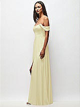 Side View Thumbnail - Butter Yellow Off-the-Shoulder Basque Neck Maxi Dress with Flounce Sleeves