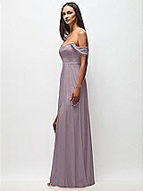 Side View Thumbnail - Lilac Dusk Off-the-Shoulder Basque Neck Maxi Dress with Flounce Sleeves