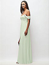 Side View Thumbnail - Mint Green Off-the-Shoulder Basque Neck Maxi Dress with Flounce Sleeves
