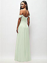 Rear View Thumbnail - Mint Green Off-the-Shoulder Basque Neck Maxi Dress with Flounce Sleeves