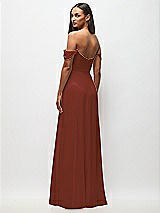 Rear View Thumbnail - Auburn Moon Off-the-Shoulder Basque Neck Maxi Dress with Flounce Sleeves