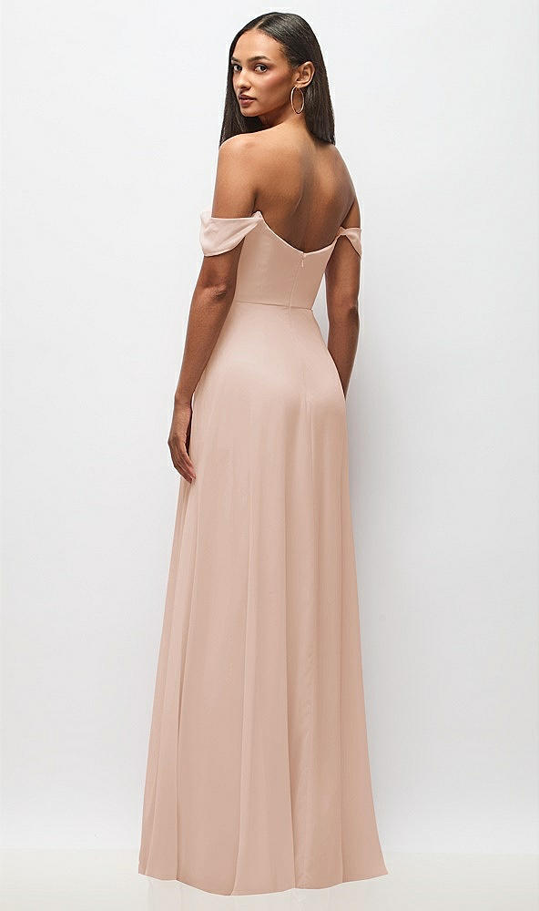 Back View - Cameo Off-the-Shoulder Basque Neck Maxi Dress with Flounce Sleeves