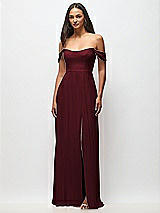 Front View Thumbnail - Cabernet Off-the-Shoulder Basque Neck Maxi Dress with Flounce Sleeves