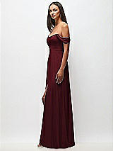 Side View Thumbnail - Cabernet Off-the-Shoulder Basque Neck Maxi Dress with Flounce Sleeves