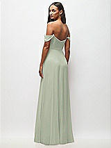 Rear View Thumbnail - Celadon Off-the-Shoulder Basque Neck Maxi Dress with Flounce Sleeves