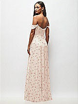 Rear View Thumbnail - Coquette Floral Print Off-the-Shoulder Basque Neck Maxi Dress with Flounce Sleeves