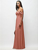 Side View Thumbnail - Desert Rose Off-the-Shoulder Basque Neck Maxi Dress with Flounce Sleeves
