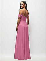 Rear View Thumbnail - Orchid Pink Off-the-Shoulder Basque Neck Maxi Dress with Flounce Sleeves