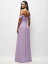 Rear View Thumbnail - Pale Purple Off-the-Shoulder Basque Neck Maxi Dress with Flounce Sleeves