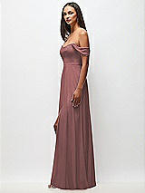 Side View Thumbnail - Rosewood Off-the-Shoulder Basque Neck Maxi Dress with Flounce Sleeves