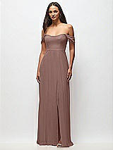 Front View Thumbnail - Sienna Off-the-Shoulder Basque Neck Maxi Dress with Flounce Sleeves