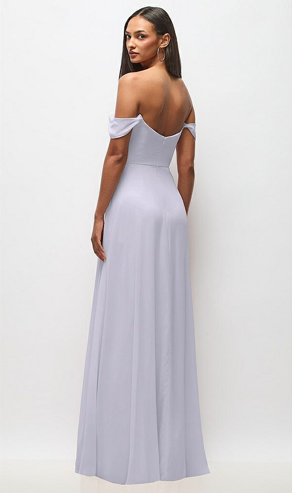 Back View - Silver Dove Off-the-Shoulder Basque Neck Maxi Dress with Flounce Sleeves