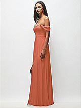 Side View Thumbnail - Terracotta Copper Off-the-Shoulder Basque Neck Maxi Dress with Flounce Sleeves