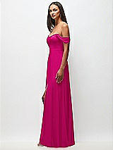 Side View Thumbnail - Think Pink Off-the-Shoulder Basque Neck Maxi Dress with Flounce Sleeves