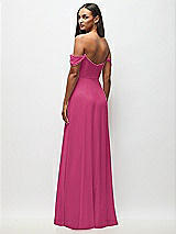 Rear View Thumbnail - Tea Rose Off-the-Shoulder Basque Neck Maxi Dress with Flounce Sleeves