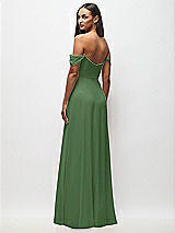 Rear View Thumbnail - Vineyard Green Off-the-Shoulder Basque Neck Maxi Dress with Flounce Sleeves