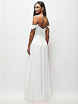 Rear View Thumbnail - White Off-the-Shoulder Basque Neck Maxi Dress with Flounce Sleeves