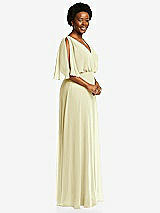 Side View Thumbnail - Butter Yellow V-Neck Split Sleeve Blouson Bodice Maxi Dress
