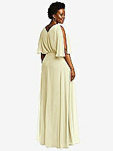 Rear View Thumbnail - Butter Yellow V-Neck Split Sleeve Blouson Bodice Maxi Dress