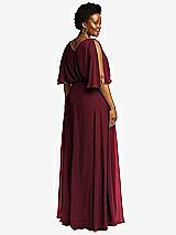 Rear View Thumbnail - Cabernet V-Neck Split Sleeve Blouson Bodice Maxi Dress