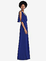 Alt View 2 Thumbnail - Cobalt Blue V-Neck Split Sleeve Blouson Bodice Maxi Dress