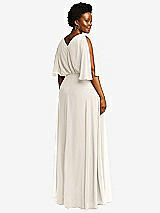 Rear View Thumbnail - Ivory V-Neck Split Sleeve Blouson Bodice Maxi Dress