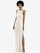 Front View Thumbnail - Ivory Jewel Neck Sleeveless Maxi Dress with Bias Skirt