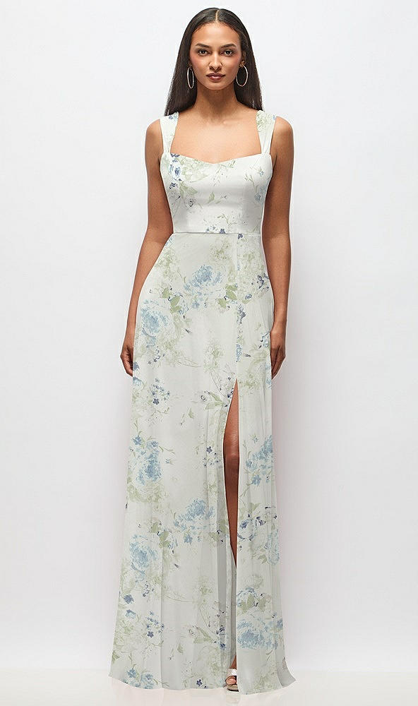 Front View - Bleu Garden Contoured Wide Strap Sweetheart Maxi Dress