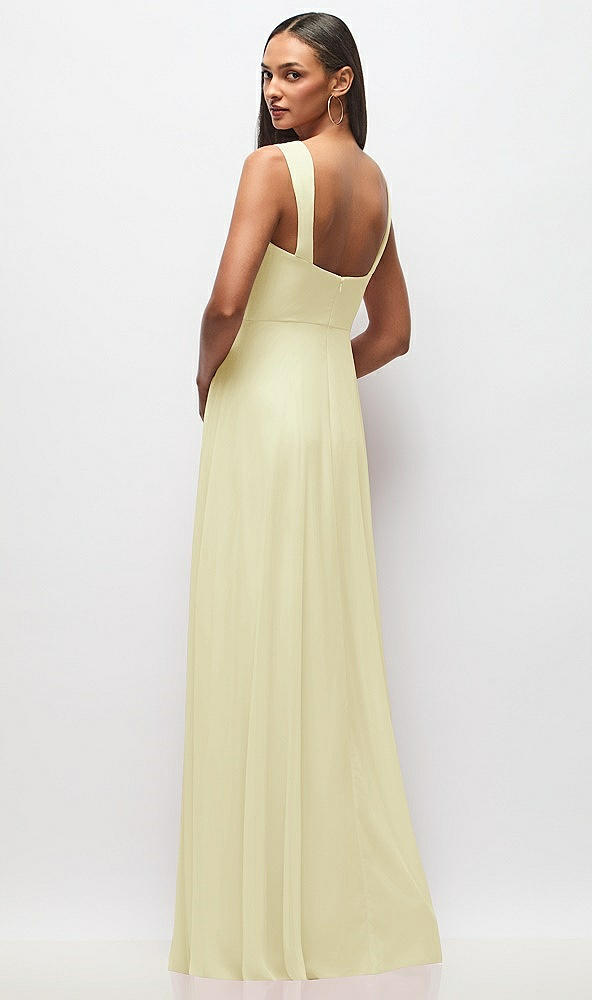 Back View - Butter Yellow Contoured Wide Strap Sweetheart Maxi Dress