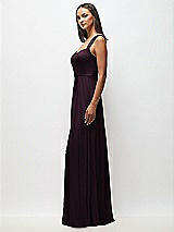 Side View Thumbnail - Deep Plum Contoured Wide Strap Sweetheart Maxi Dress