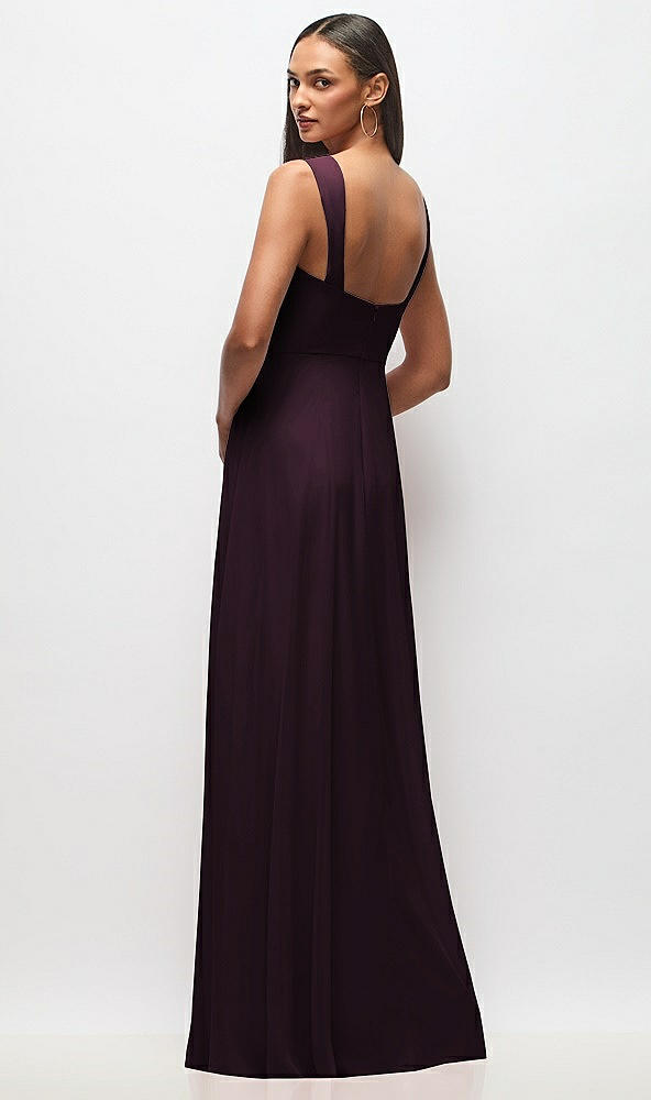 Back View - Deep Plum Contoured Wide Strap Sweetheart Maxi Dress