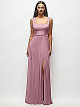 Front View Thumbnail - Dusty Pink Contoured Wide Strap Sweetheart Maxi Dress