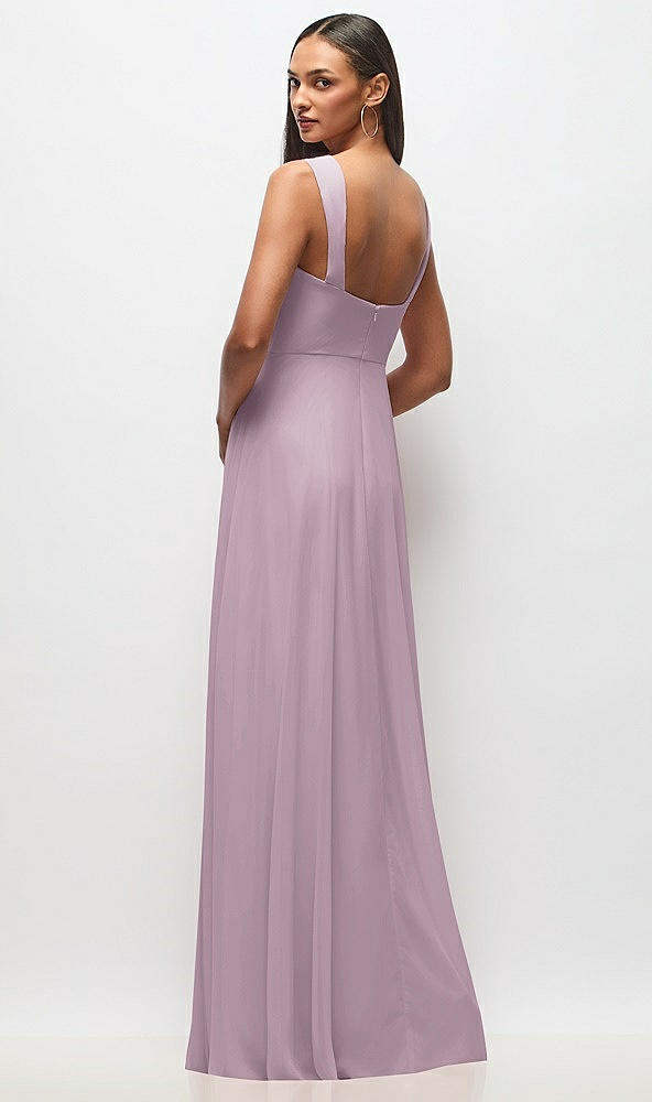 Back View - Suede Rose Contoured Wide Strap Sweetheart Maxi Dress