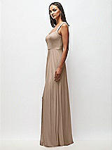 Side View Thumbnail - Topaz Contoured Wide Strap Sweetheart Maxi Dress