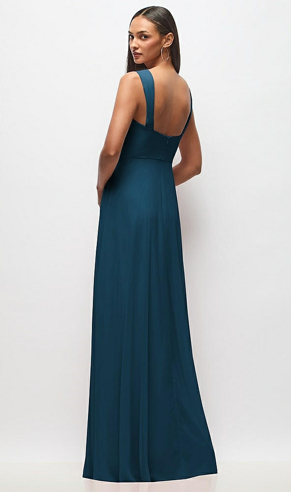 Back View - Atlantic Blue Contoured Wide Strap Sweetheart Maxi Dress