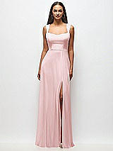 Front View Thumbnail - Ballet Pink Contoured Wide Strap Sweetheart Maxi Dress