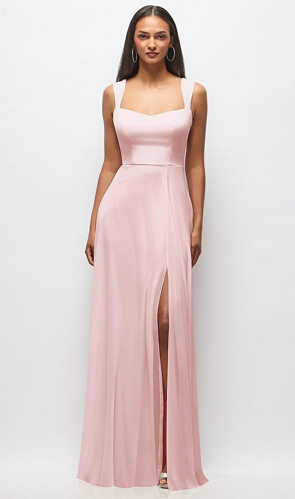 Front View - Ballet Pink Contoured Wide Strap Sweetheart Maxi Dress