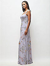 Side View Thumbnail - Butterfly Botanica Silver Dove Contoured Wide Strap Sweetheart Maxi Dress