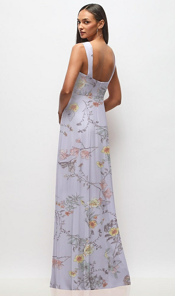 Back View - Butterfly Botanica Silver Dove Contoured Wide Strap Sweetheart Maxi Dress
