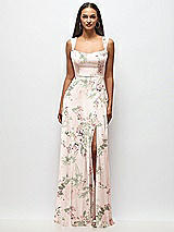 Front View Thumbnail - Blush Garden Contoured Wide Strap Sweetheart Maxi Dress