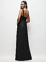 Rear View Thumbnail - Black Contoured Wide Strap Sweetheart Maxi Dress